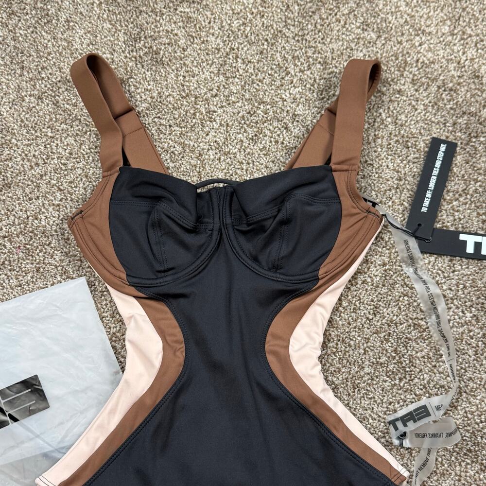 TA3 Lifty Sculpting Swimsuit Contour Black Mocha Peach XXS Reg/Long D/DD Cup NWT - Picture 2 of 11